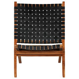 Meubles, chaises, fauteuils, fauteuils inclinables et fauteuils couchés, chaise pliante à rayures croisées en cuir véritable noir