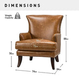 Fauteuil d'appoint en similicuir avec accoudoirs pour salon fauteuil canapé simple en cuir moderne avec garniture cloutée chaise d'appoint à oreilles en cuir végétalien canapé de salon Brown