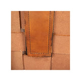 Tousmesmeubles Fauteuil Teck/Cuir tressé Cognac avec Coussin - Essaouira - L 66 x l 97 x H 90 - Neuf