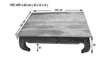 Table Basse 160x80cm - Bois Massif de Palissandre laqué - Inspiration Ethnique-Coloniale - Opium #634
