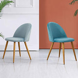 OFCASA 4 x Moderne Chaises de Salle à Manger Velours Bleu Tissu Chaise de Cuisine Rembourrée avec Pieds en Métal Chaises de Salon Meubles