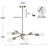 Suspension LED Moderne Spoutnik Luminaire Salon Salle à Manger Plafonnier 6 Lumières Industriel Métal Lustre