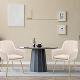 CangLong Furniture Lot de 2 fauteuils Modernes pour Salon et Salle à Manger avec Pieds en métal Noir, Beige