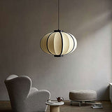NAMFMSC E27 Source de lumière Simple tête Ronde Simple Suspension Japonaise rétro Classique Lanterne Tissu Lustre Abat-Jour Plafond Suspension Suspension Lampe Restaurant Bar éclairage luminaires