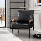 CLIPOP Fauteuil rétro Moderne avec Cadre en métal et Coussin en Cuir synthétique pour Salon, Chambre à Coucher, Salon (Noir)