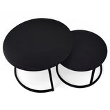 IDMarket - Lot de 2 Tables Basses gigognes Davis Rondes 54/70 en métal Noir Mat Design Industriel