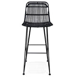Alterego Tabouret de Bar Design 'BOCADIA' en rotin Noir