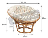 AUBRY GASPARD Fauteuil papasan en rotin avec Coussin écru