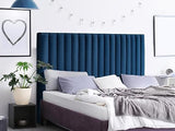 Vente-unique - Tête de lit Coutures Verticales Sarah - 170 cm - Velours - Bleu Nuit