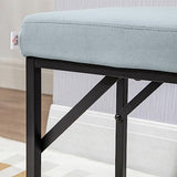 HOMCOM Banc Bout de lit Banquette Banc en Tissu Velours Cadre en Acier - 100 x 35 x 47 cm - Bleu Clair