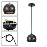 Asvert Suspension Luminaire Industrielle Lampe Suspendue Orientale Ajouré Noir Lustre Percé Abat-jour Métal Bol E27 Lampe de Plafond pour Maison Salon Restaurent Loft Bar [Classe énergétique A++]