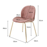 Chaise de Salle à Manger en Velours, Tabouret de Coiffeuse Nordique avec Assise et Dossier rembourrés, chaises de Loisirs avec Pieds en métal doré, chaises de Bureau, Rose