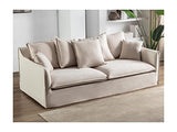 Vente-unique Canapé 3 Places en Tissu et Lin Beige SANKA