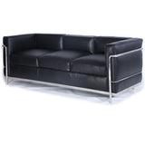 Kardiel Le Corbusier Style LC2 Canapé 3 places en cuir aniline Noir