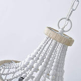 Pendentif en perle de bois - Lustre vintage - Lustre en bois avec 2 culots E14.