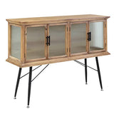 Made In Meubles Buffet vitrine en Bois de Sapin et Verre strié 4 Portes Nicole - Buffet & Vaisselier - Buffet 36 x 120 x 87.5 cm