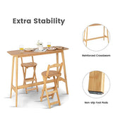 LIFEZEAL Table Bar Haute avec Repose-Pied, Table Mange Debout Minimaliste, Table de Bar 120x45x99CM, Table d’Appoint en Bambou pour Salon, Cuisine, Chambre, Balcon, Naturelle