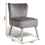 OMNIPRO Fauteuil en Velours,Pieds en Bois,57 x 68 x76cm,pour Petit Appartement, Salon, Chambre,Gris