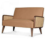 Déco en Ligne Petit canapé Simili Cuir café cannage