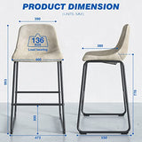RFIVER Lot de 2 Tabouret de Bar, Chaise de Salle à Manger de Style Vintage Confortable avec Siège en Cuir PU et Base en Métal Robuste pour Cuisine Salon, Beige