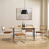 Zouron Chaises De Cuisine en Rotin Lot de 2, Chaises De Salle à Manger Modernes du Milieu du SièCle, Chaises De Cuisine sans Accoudoirs avec Dossier en Rotin Tressé, Pieds en MéTal, Marron