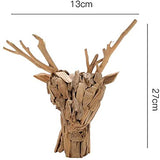 Bois flotté personnalisé simple animal tête de cerf Statue décoration artisanat naturel décontracté léger traitement abstrait adapté à la maison salon bibliothèque bureau porche décoration cadeau, B