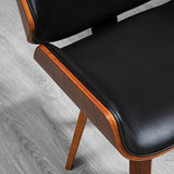 HOMCOM Lot de 2 chaises de Salle à Manger Style Vintage Assise revêtement synthétique Noir et Pieds en Bois