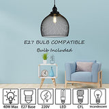 RWNTAOZM Hanging Cage Pendant Light - Φ28CM (11in), E27 40W, Noir Métal Mesh Suspension Luminaire en maille métallique plafonnier pour Restaurant Salon Chambre Cuisine Bar