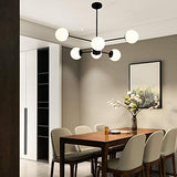 Or Spoutnik Lustre 6-lumières Millésime Métal Suspension Luminaire Avec Blanc Globe Verre Ombre Moderne Industriel Plafonnier Pour Salon Chambre-Noir. 6 lumière