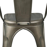Yaheetech Chaise de Salle à Manger Lot de 4 Industrielle Tabouret de Cuisine Moderne 45 cm H Empilable avec Dossier Jardin Balcon Bistrot Café Salon Exterieur Interieur Couleur de Metal