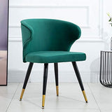 Chaise Design Scandinave,Métal Accueil Dossier Restaurant Simple Négocier Fauteuil En Tissu Velours Rétro (Color : Green)