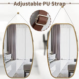 sogesfurniture Grand Miroir Mural Rectangulaire Miroir Suspendu Miroir Porte Miroir Rectangle Salle de Bain Deco Murale Salon Décoration Murale Design avec Sangle en Cuir Réglable 99x44.5x1.5cm