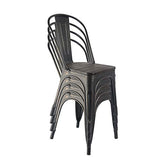 Tolix Lot de 4 chaises de salle à manger empilables en métal pour extérieur, cuisine, bistrot industriel vintage pour restaurant
