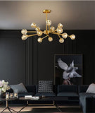 PaRfco Lustre Spoutnik en cristal avec 15 lumières, lustres en laiton, luminaire moderne en or pour salle à manger, salon