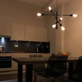QAZQA sydney - Suspension Industriel - 6 lumière - Ø 75 cm - Noir - Rustique - Éclairage intérieur - Salon I Chambre I Cuisine I Salle à manger