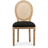 INTENSEDECO Lot de 4 chaises médaillon Louis XVI Cannage Rotin Tissu Noir