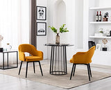 Wahson Lot de 2 Chaise Salle à Manger en Velours Chaise de Cuisine avec Pieds en Métal, Chaise de Salon pour Chambre/Restaurant（Jaune）
