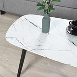 MEUBLE COSY Table Basse Salon en Marbre Ovale Meuble de Rangement Design Bout de canapé Moderne Armature en métal, 110x50x40cm