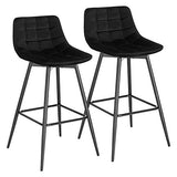 WOLTU BH143sz-2 Lot de 2 Tabouret de Bar Design Chaise Haute pour Bar Bistro siège en Velours avec Repose-Pieds Cadre en métal,Noir