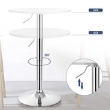 WOLTU BT02ws Table de Bar en MDF avec Pied,Table Ronde Hauteur réglable,Blanc