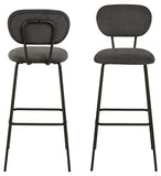 Marque Amazon - Movian Lot de 2 tabourets de bar, tissu Wind anthracite 40, grande, Noir Mat/Anthracite
