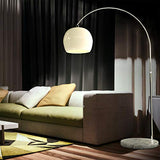 CCLIFE Lampe Lampadaire à arc salon courbée - Lampe arceau moderne en chrome - Lampadaire sur pied marbre- Couleurs au choix: Blanc/Orange, Couleur:Blanc