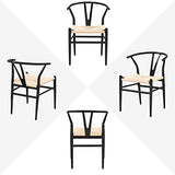 Yaheetech Lot de 2 Chaises de Salle à Manger Corde de Papier Cadre en Métal Ensemble de Chaises en Corde Intérieur Dossier Demi-Circulaire Cuisine Salon 54,5 × 57 × 73,5 cm Noir et Bois
