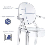 LexMod Fauteuil de Salle à Manger Casper en Plastique, Plastique, Claire, 53x56x91 cm