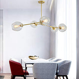 CCSUN Nordique Moderne Boule En Verre Bulle Lustres, 5-lumières Spoutnik Ramification Lampe Suspension Réglable Globe Faire Pivoter Antique Verre Soufflé Abat-jour En Verre E27-d'or 5 Lumières