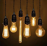 SHINY STAR Suspension noire avec plug-in - Style vintage - Kit E27 - Câble torsadé tressé de 4500 mm - Avec interrupteur d'arrêt 81904BPG