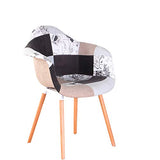 N/A lot de Deux fauteuils patchwork en tissu de lin pour loisirs salon coin fauteuils de réception avec dossier et pieds en bois naturel , Lin Polypropylène, gris, 82*42*48