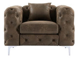 Fauteuil Chesterfield en Microfibre Aspect Cuir Vieilli Edwina