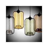 HomeLava Lustre Suspension en Verre E27 70W Lampe Abat-jour H34cm Luminaire Moderne Décoration, pour Salle,Cuisine,Salon,Chambre d’enfant (Bleu)