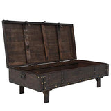 vidaXL Table Basse Bois Massif Style Vintage Marron Bancs d'Entrée Salon